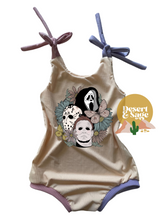 Load image into Gallery viewer, Spooky Dudes - Shoulder Tie Bubble Romper